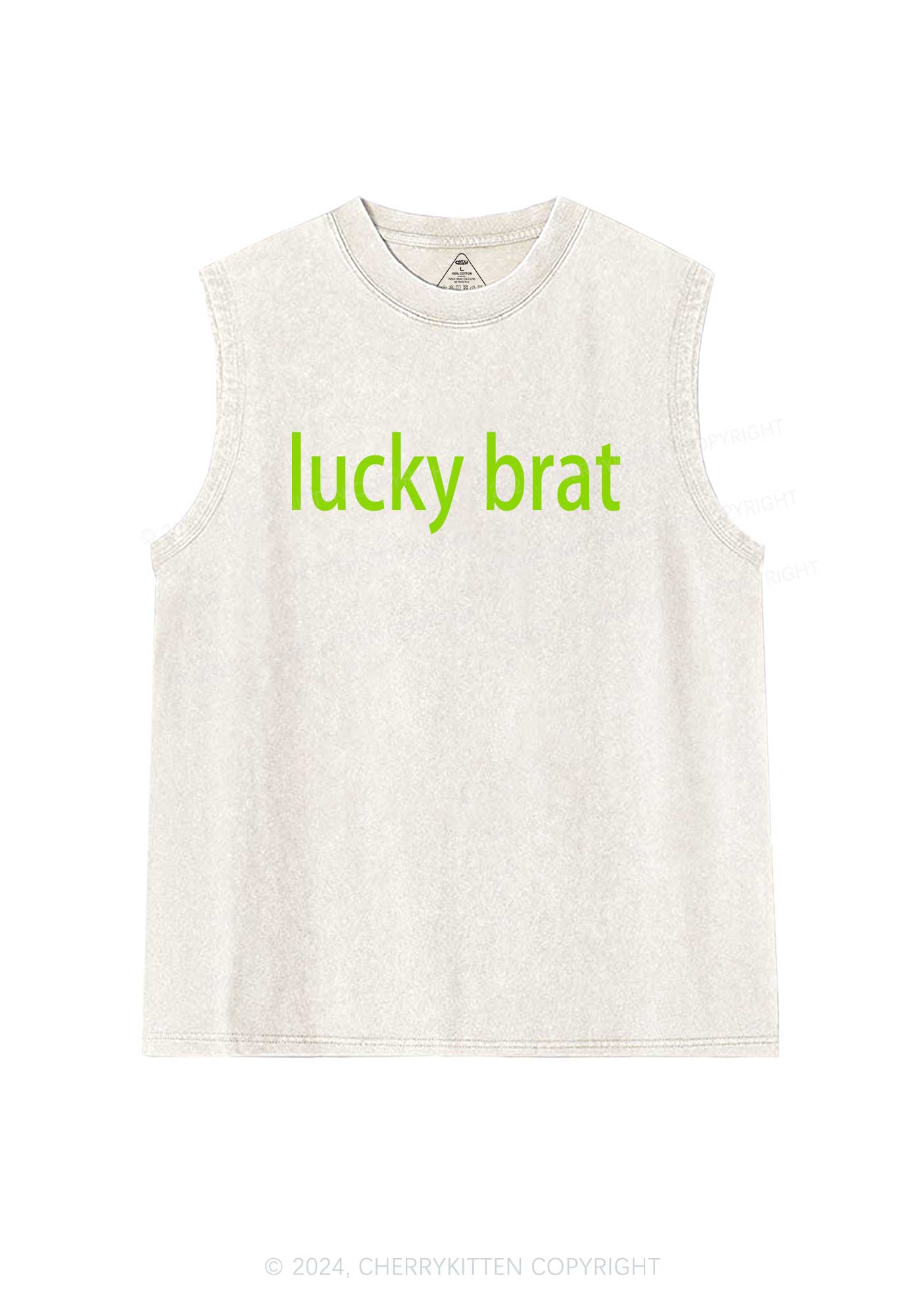 Lucky Brat St Patricks Y2K Washed Tank Cherrykitten