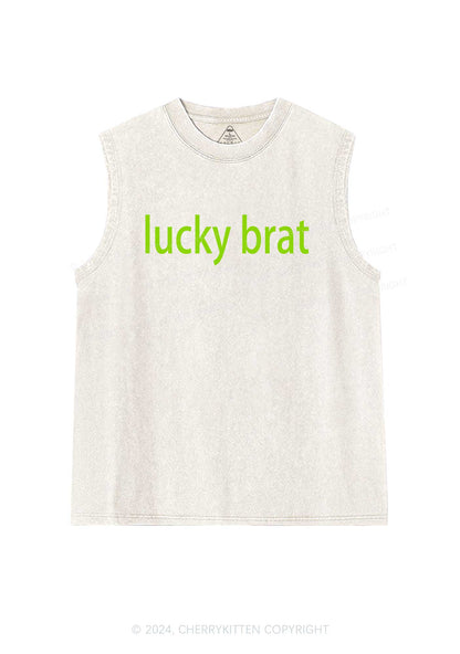 Lucky Brat St Patricks Y2K Washed Tank Cherrykitten