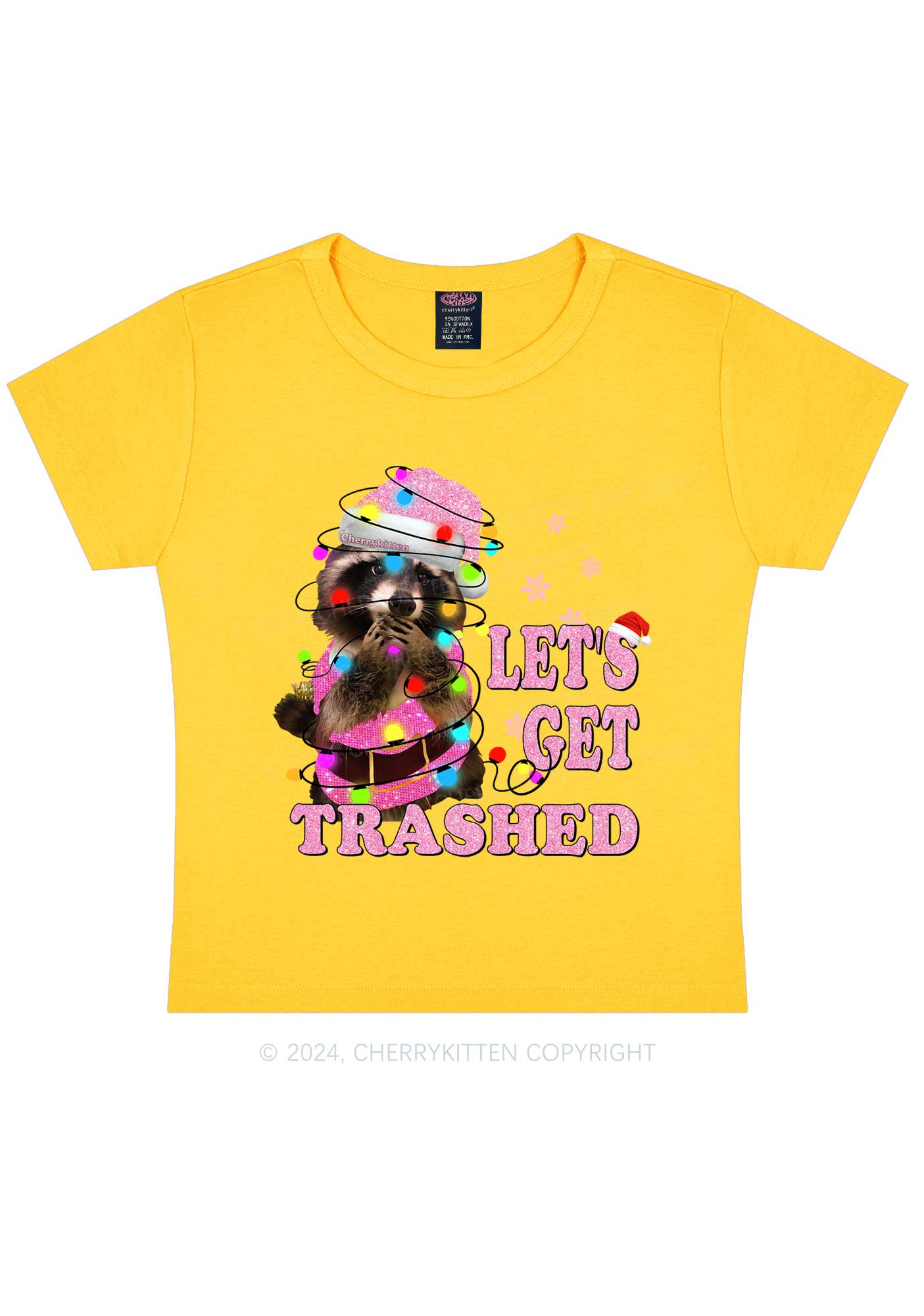 Christmas Let's Get Trashed Y2K Baby Tee Cherrykitten