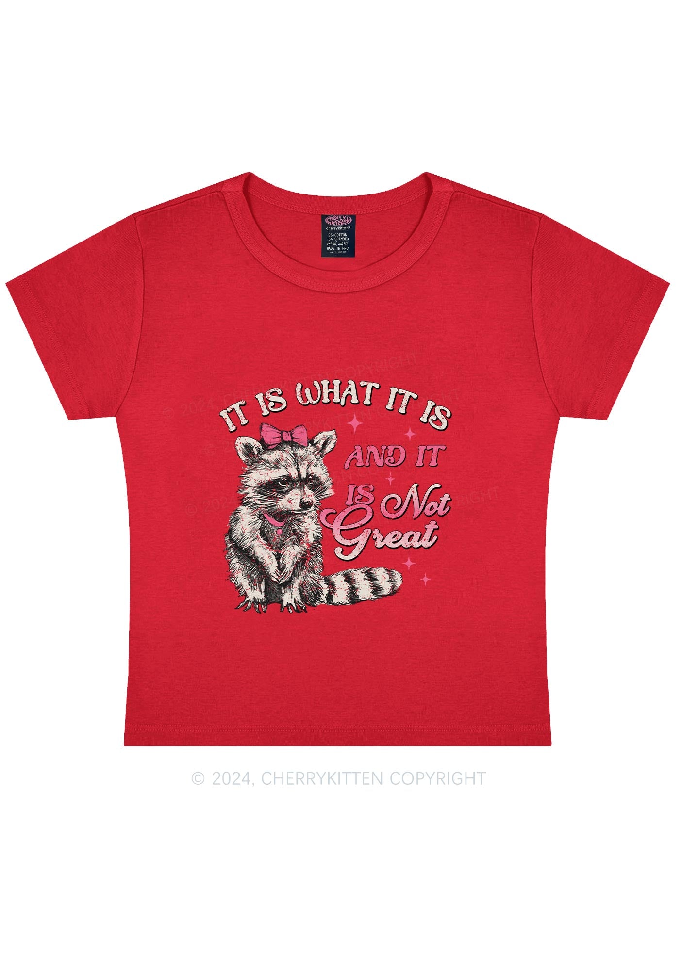 Not Great Raccoon Y2K Baby Tee Cherrykitten