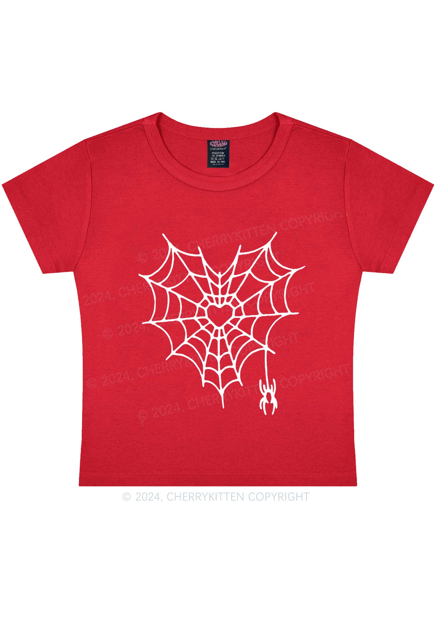 Heart Spider Web Y2K Valentine's Day Baby Tee Cherrykitten