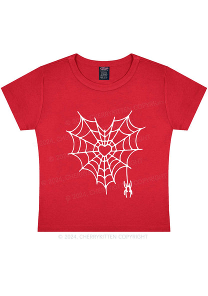 Heart Spider Web Y2K Valentine's Day Baby Tee Cherrykitten