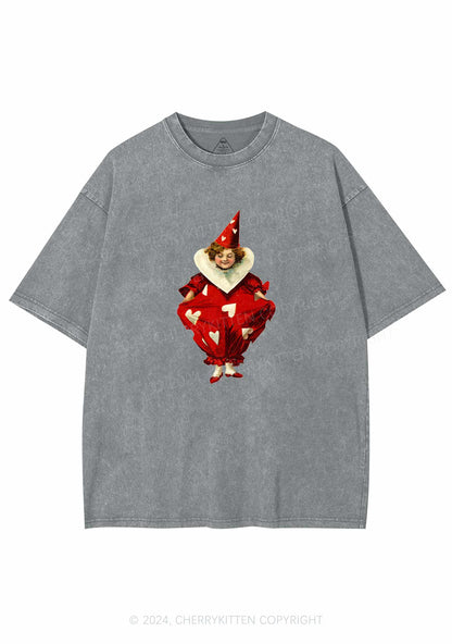 Heart Jester Y2K Valentine's Day Washed Tee Cherrykitten