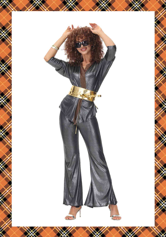 Retro Hippie Silver Gray Y2K Halloween Cosplay Costume