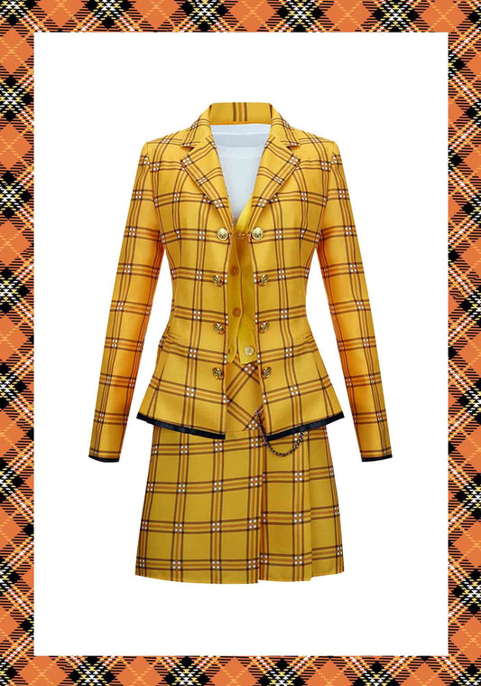 Yellow Plaid Skirt Horowitz Halloween Cosplay Costume