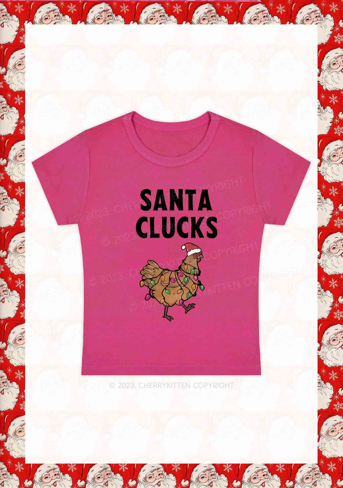 Santa Hat Clucks Christmas Y2K Baby Tee Cherrykitten