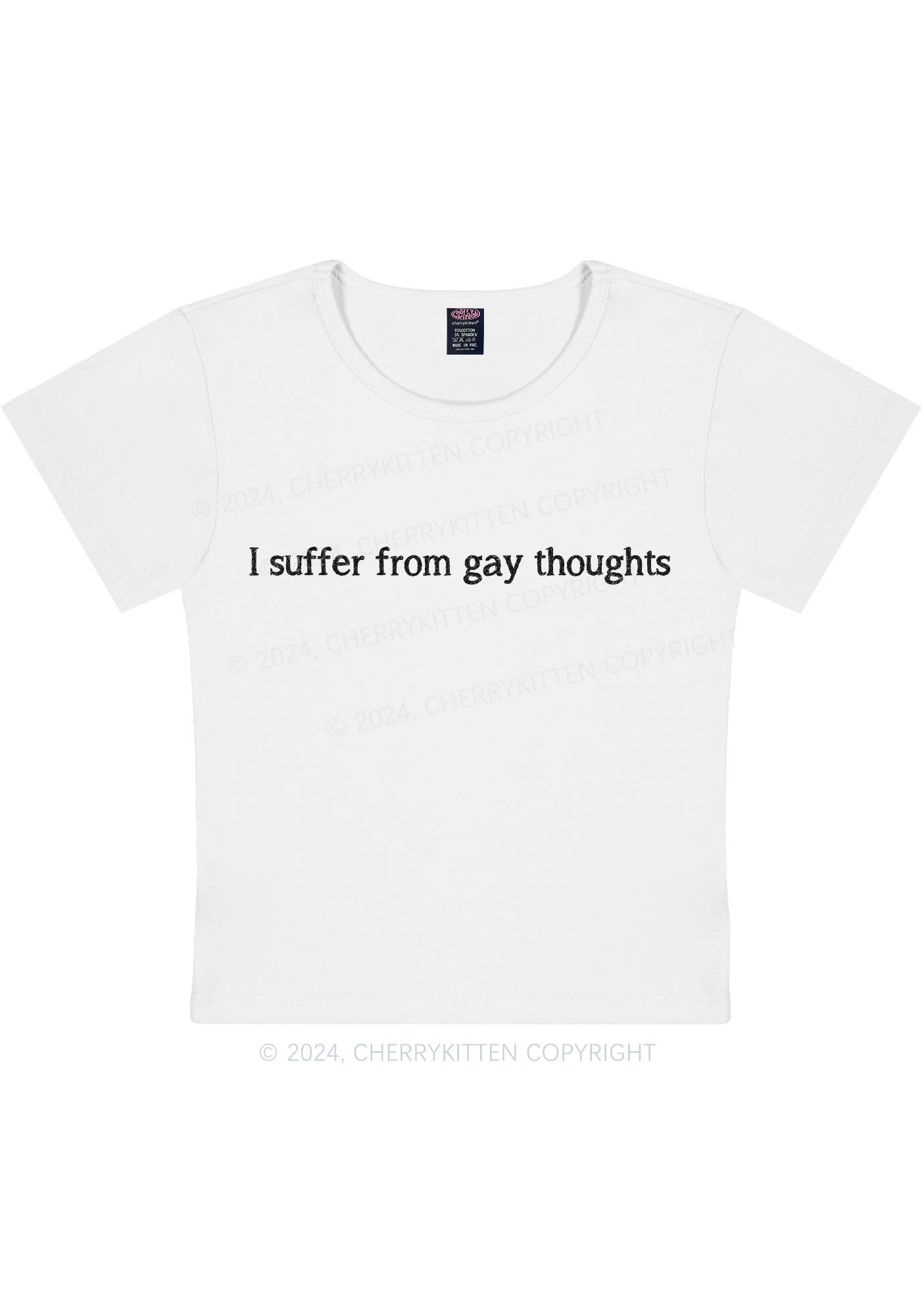 Curvy Suffer From Gay Thoughts Y2K Baby Tee Cherrykitten