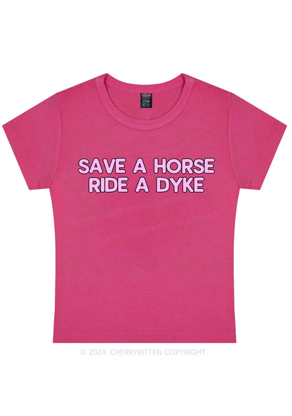 Save Horse Ride Dyke Y2K Baby Tee Cherrykitten