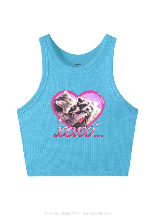 Two Raccoons XOXO Y2K Valentine's Day Crop Tank Top Cherrykitten