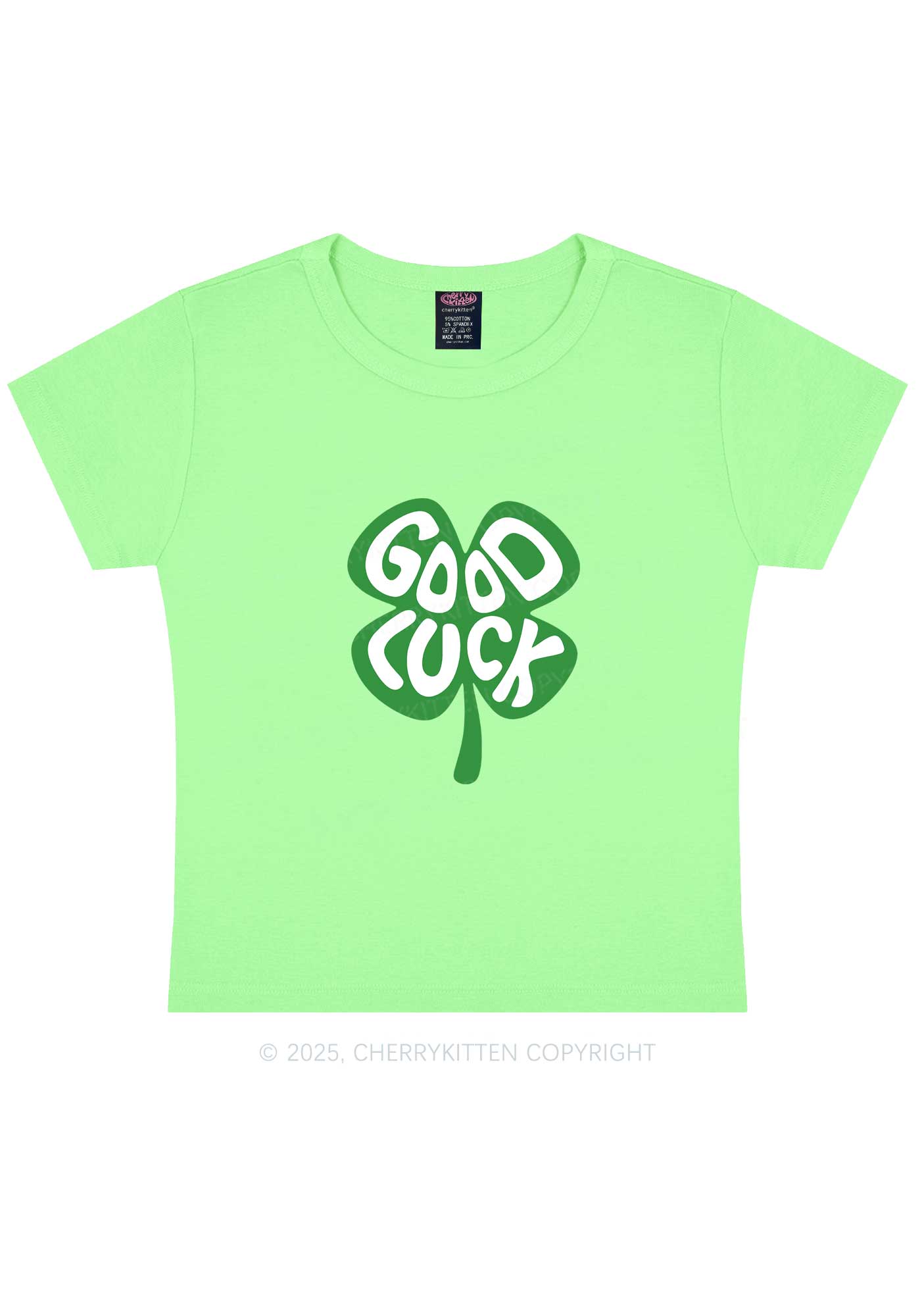 Good Luck St Patricks Y2K Baby Tee Cherrykitten