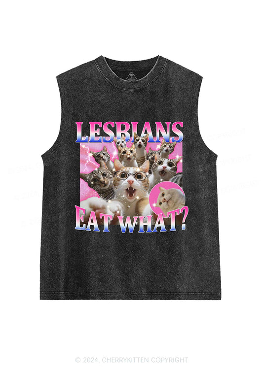 Lesbians Eat What Cat Y2K Washed Tank Cherrykitten