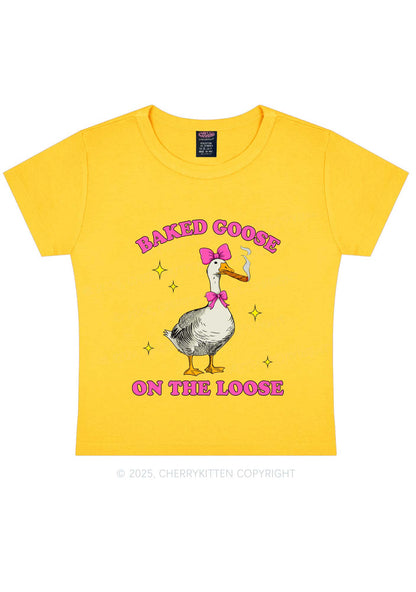 Baked Goose On The Loose Y2K Baby Tee Cherrykitten