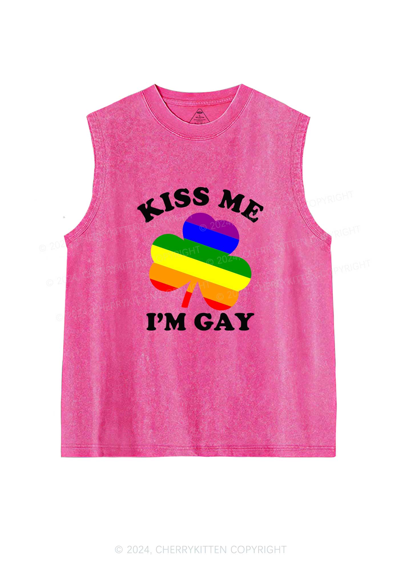 Kiss Me Im Gay St Patricks Y2K Washed Tank Cherrykitten