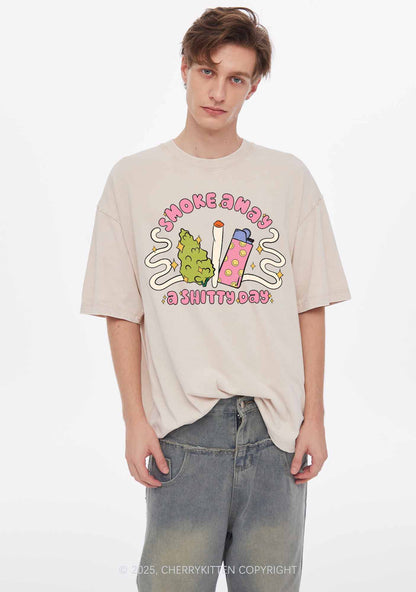 Smoke Away A Shixxy Day Y2K Washed Tee Cherrykitten