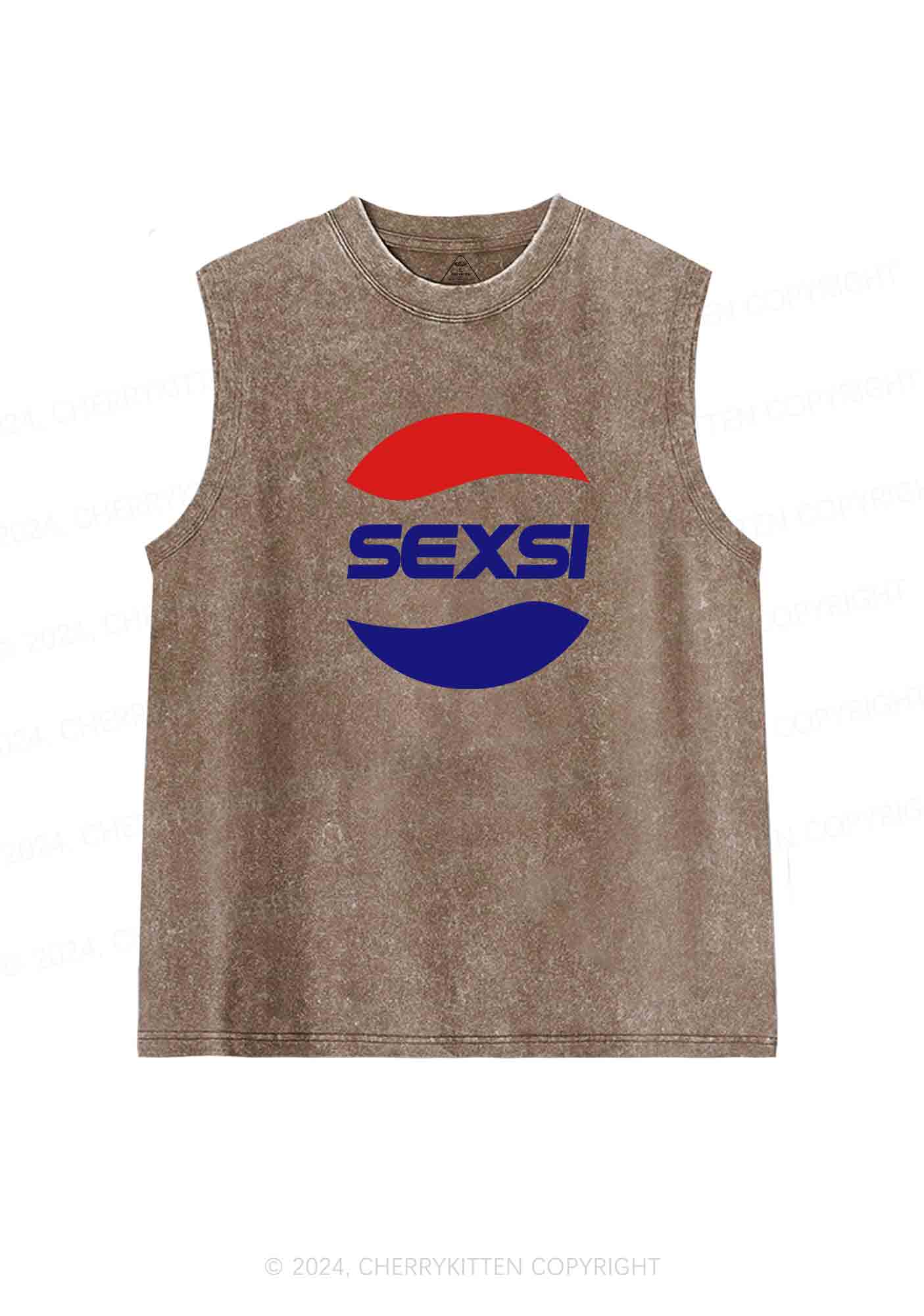 Red Blue Sexsi Y2K Washed Tank Cherrykitten