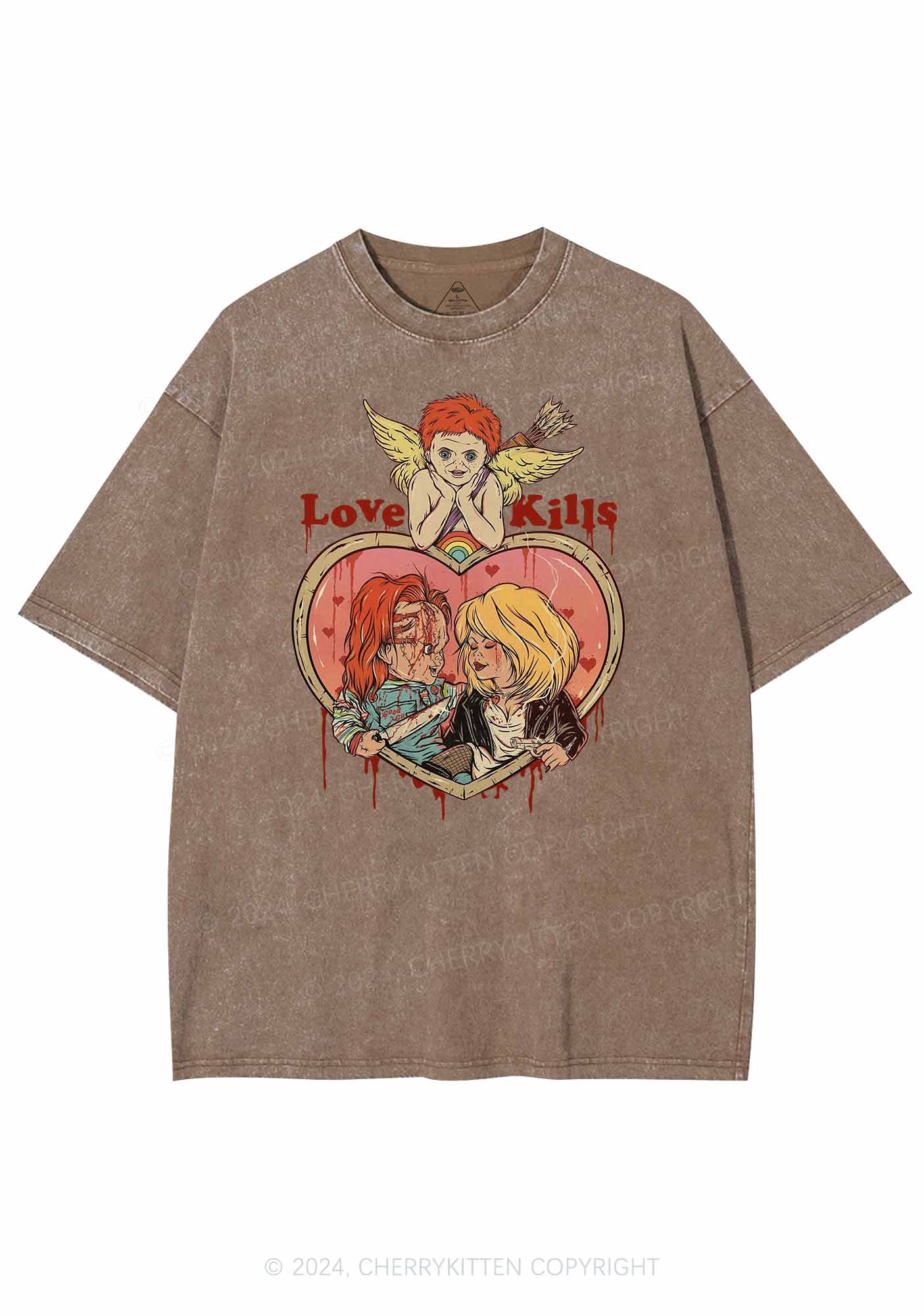 Halloween Love Kills Y2K Washed Tee Cherrykitten