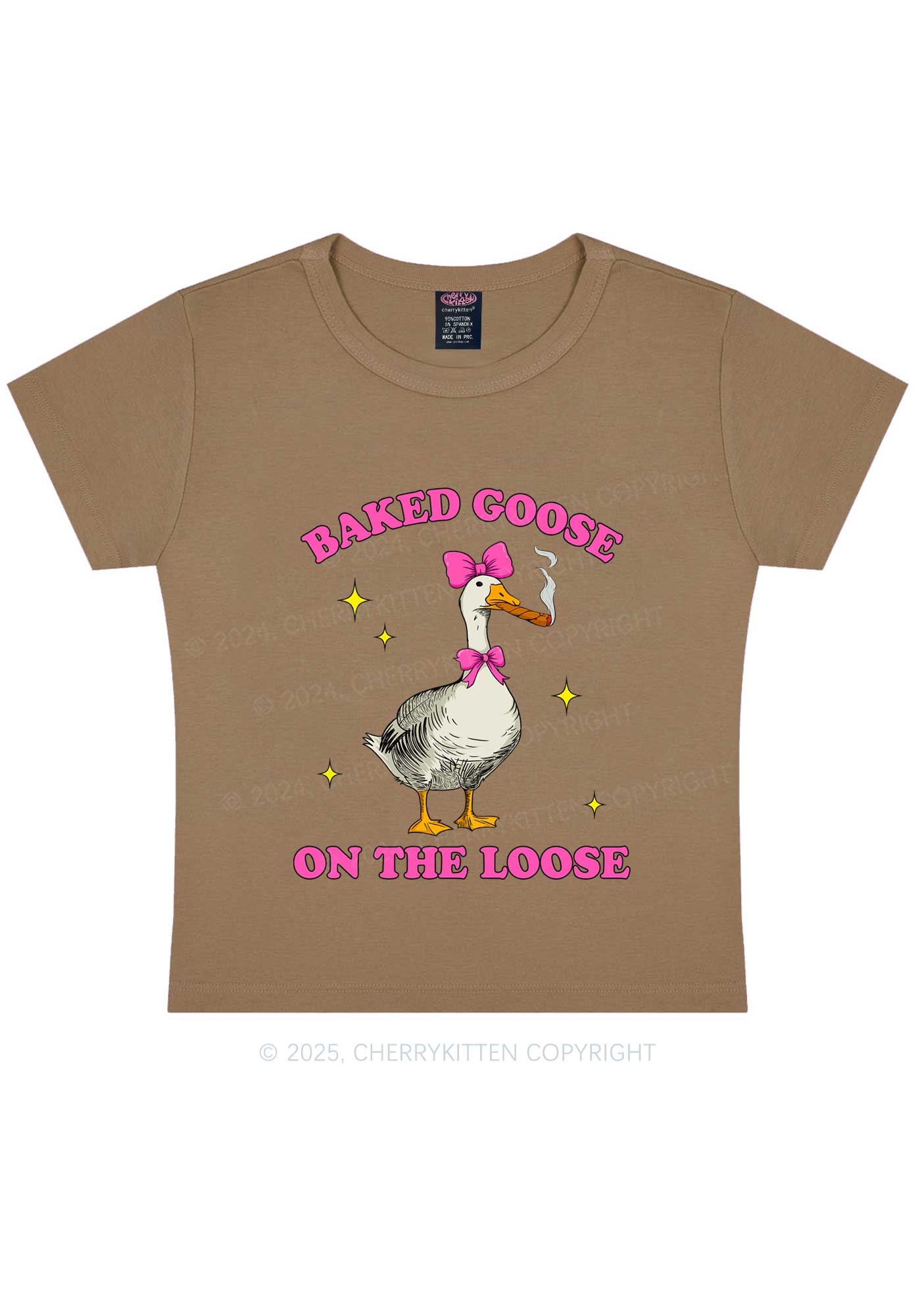 Baked Goose On The Loose Y2K Baby Tee Cherrykitten