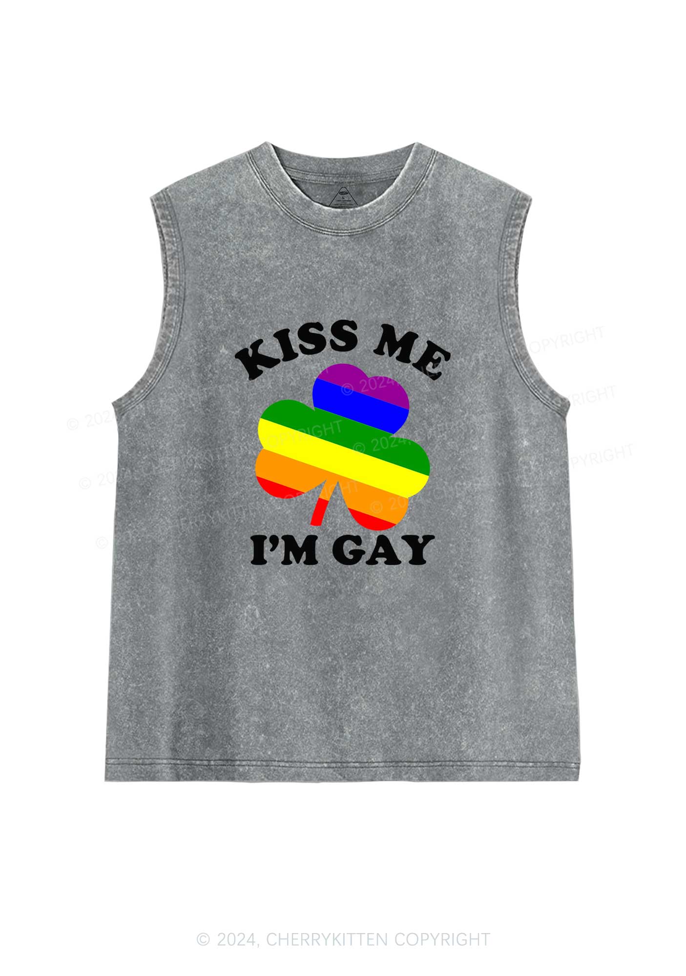 Kiss Me Im Gay St Patricks Y2K Washed Tank Cherrykitten