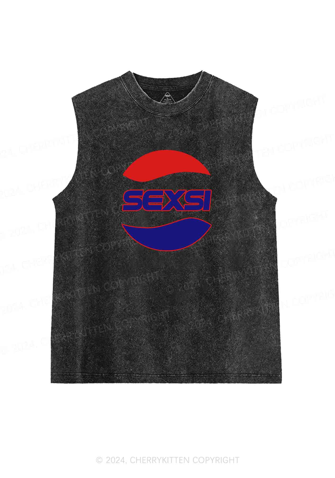 Red Blue Sexsi Y2K Washed Tank Cherrykitten