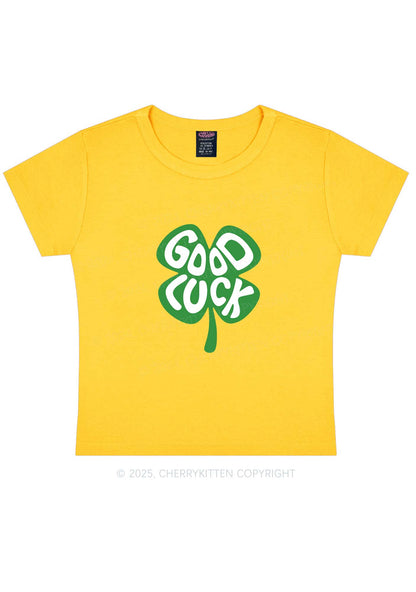 Good Luck St Patricks Y2K Baby Tee Cherrykitten