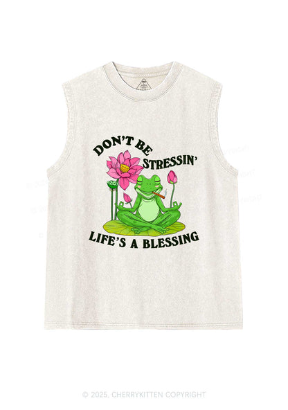 Dont Be Stressin Frog Y2K Washed Tank Cherrykitten