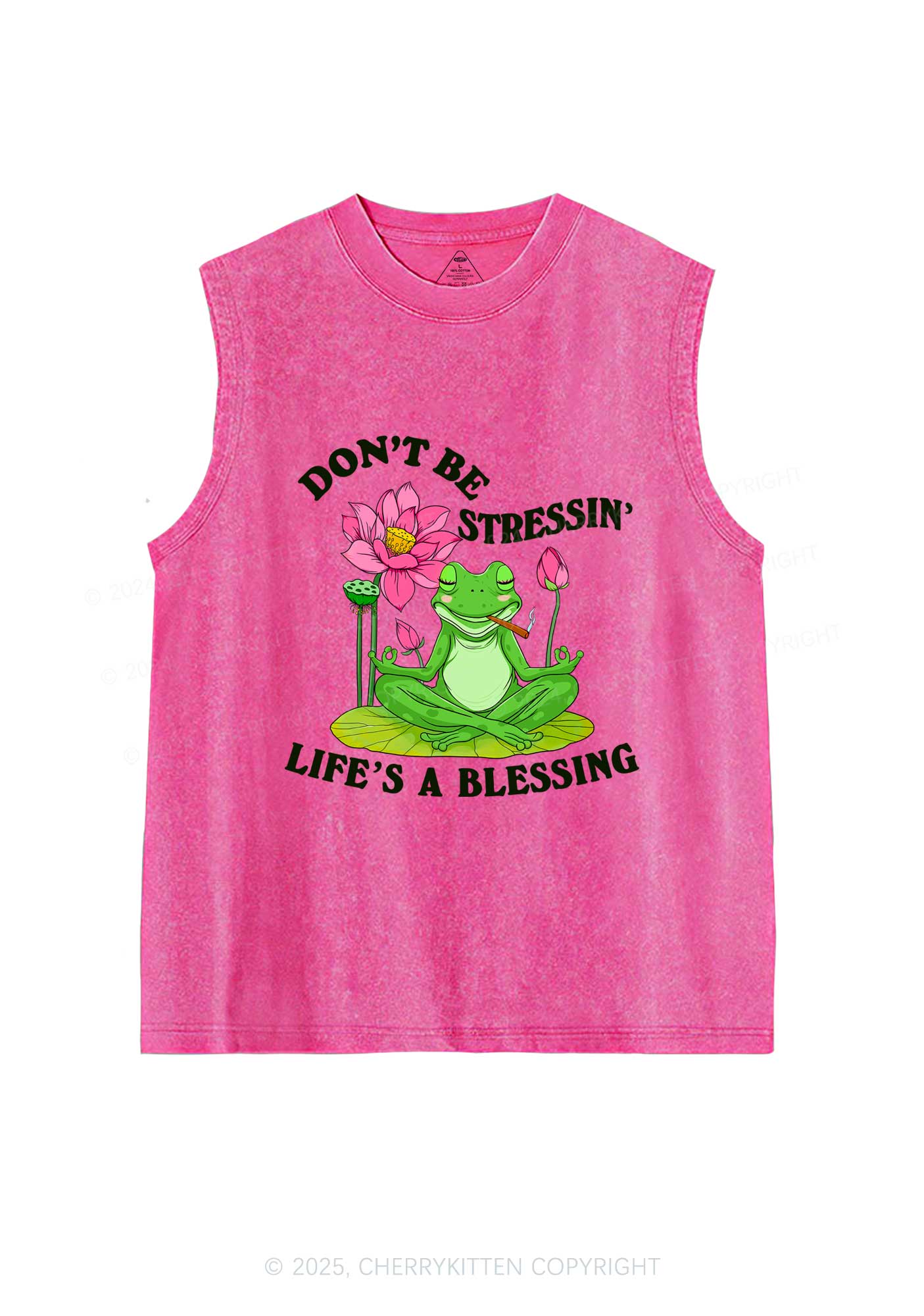 Dont Be Stressin Frog Y2K Washed Tank Cherrykitten