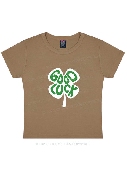 Good Luck St Patricks Y2K Baby Tee Cherrykitten