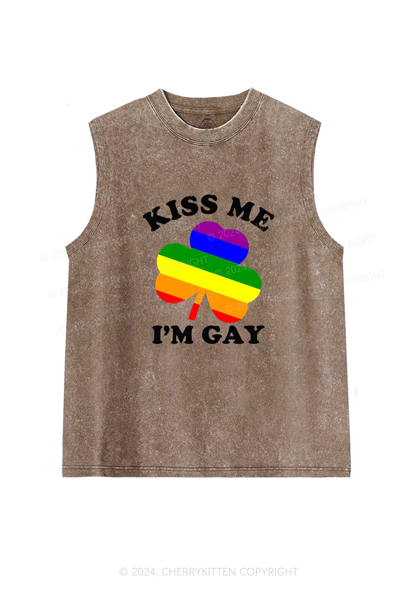 Kiss Me Im Gay St Patricks Y2K Washed Tank Cherrykitten