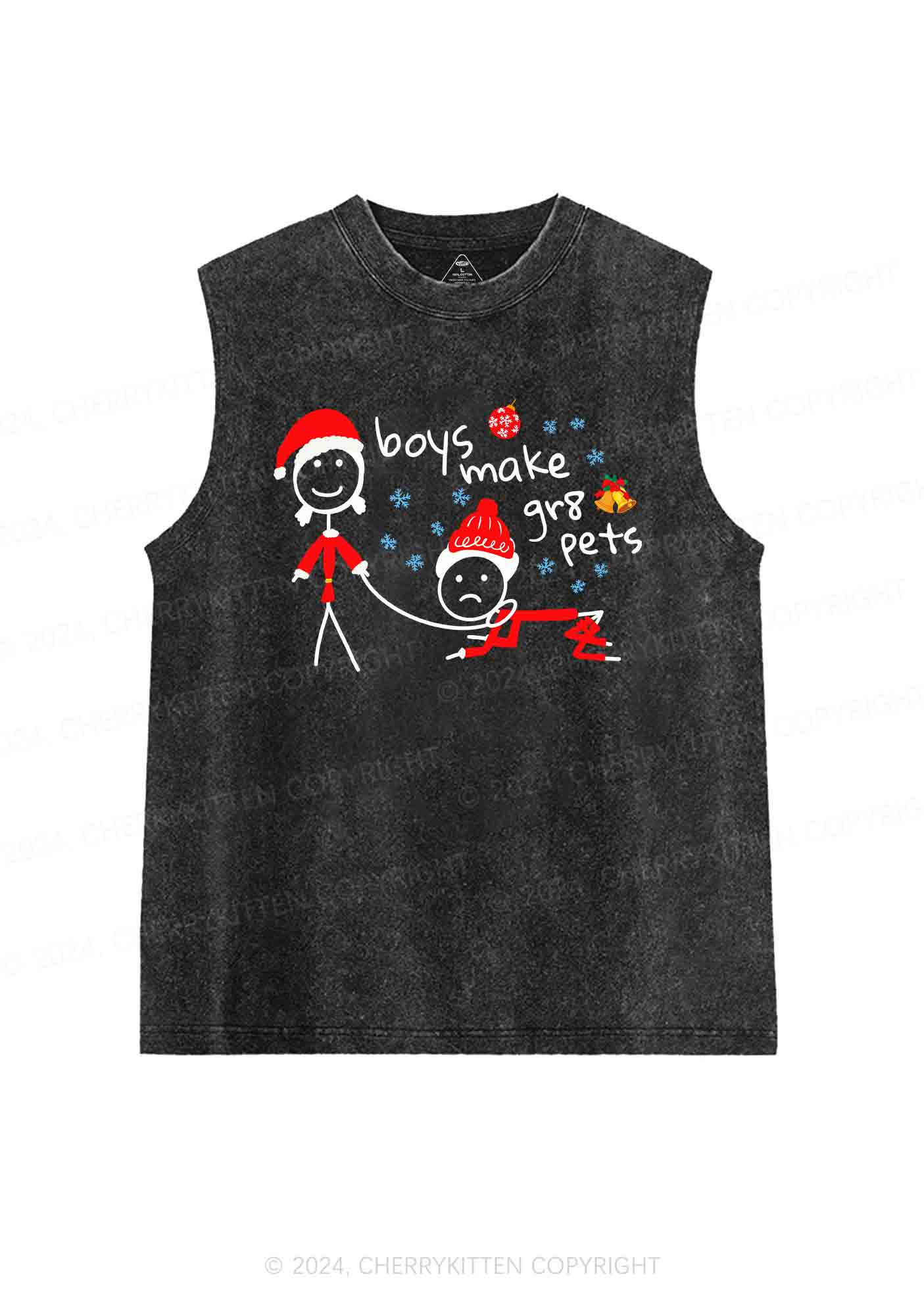 Christmas Boys Make Gr8 Pets Y2K Washed Tank Cherrykitten