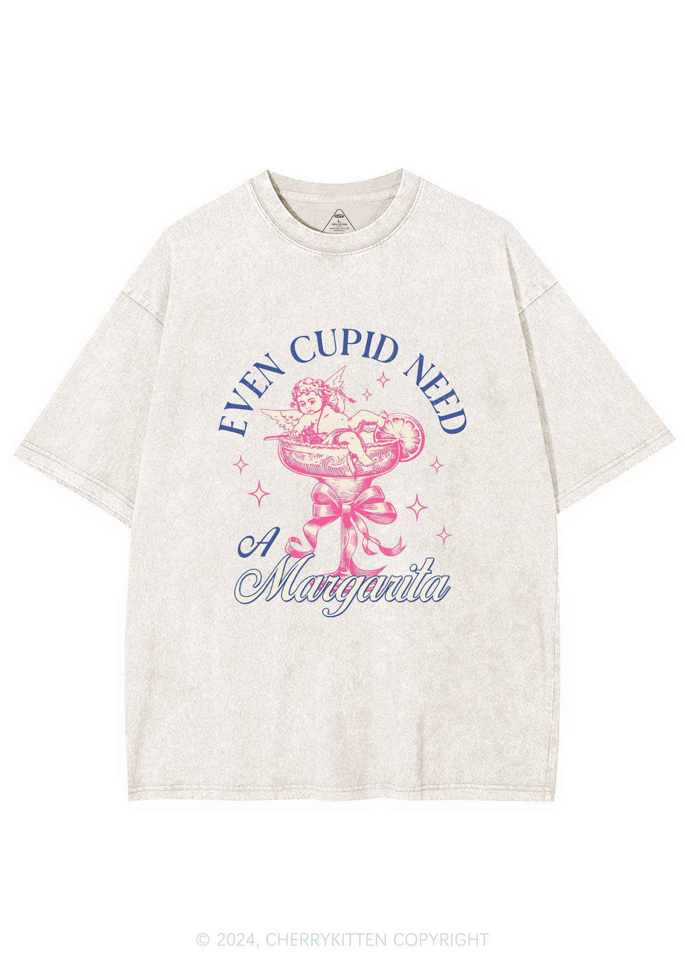 Cupid Needs Margarita Y2K Valentine's Day Washed Tee Cherrykitten