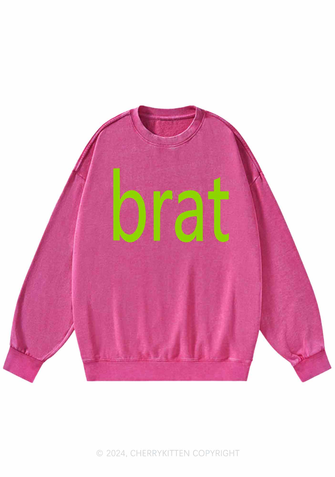 Green Brat Y2K Washed Sweatshirts Cherrykitten