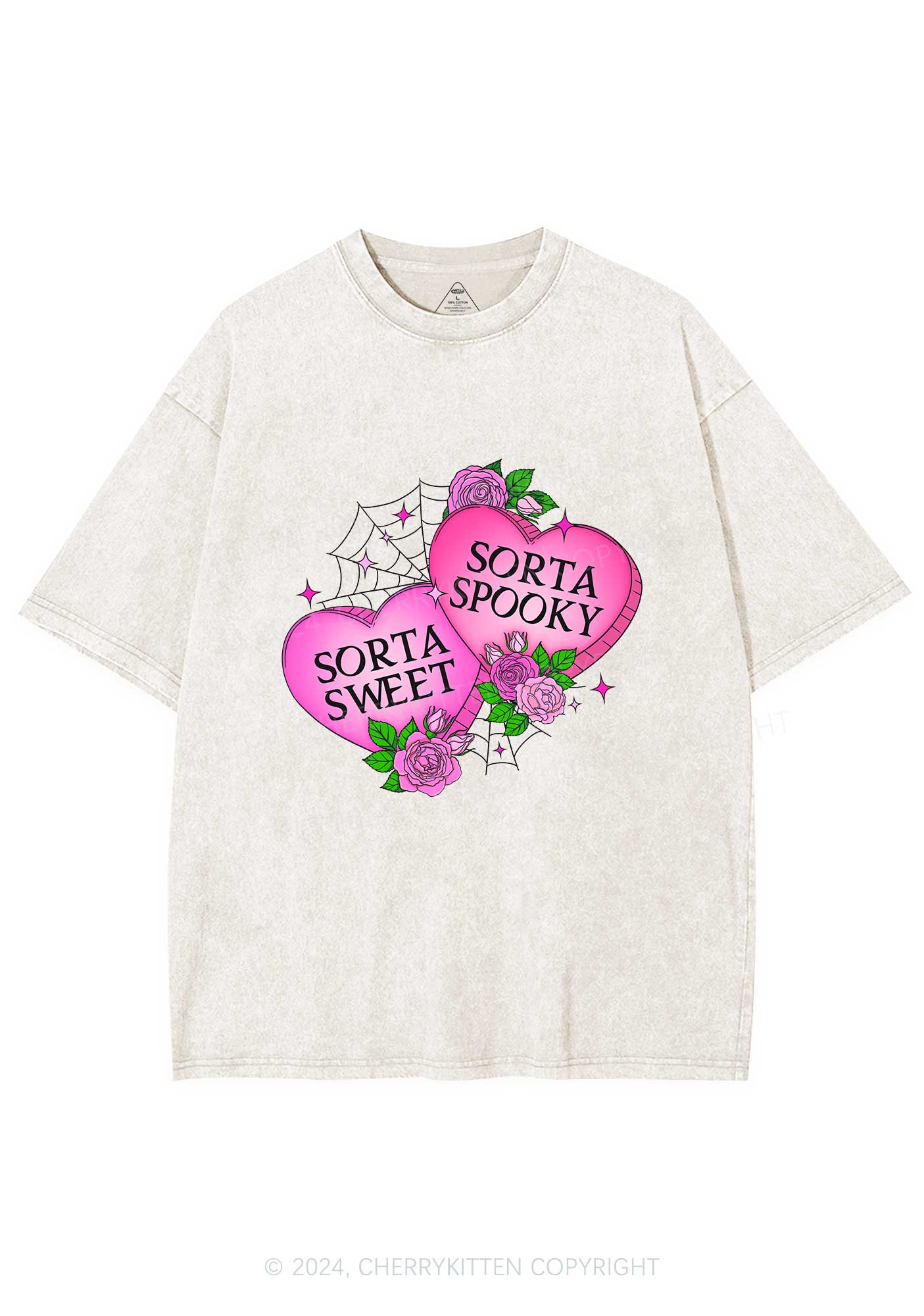 Sorta Spooky Y2K Valentine's Day Washed Tee Cherrykitten