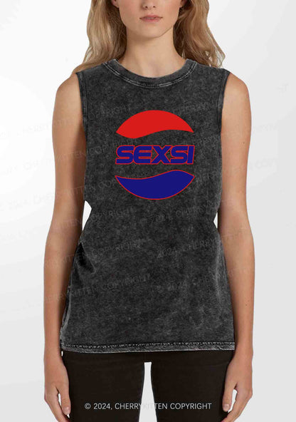 Red Blue Sexsi Y2K Washed Tank Cherrykitten