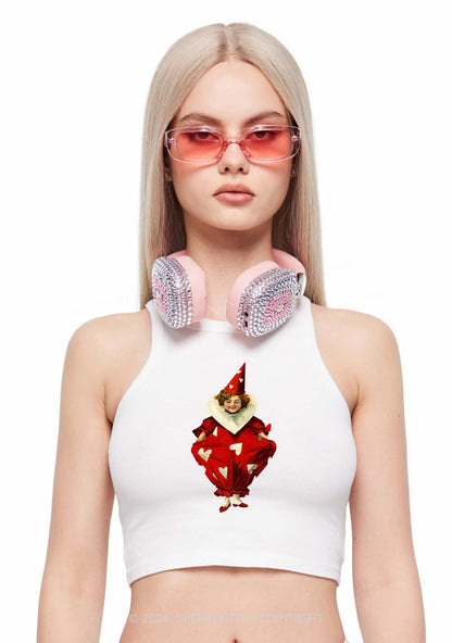 Heart Jester Y2K Valentine's Day Crop Tank Top Cherrykitten