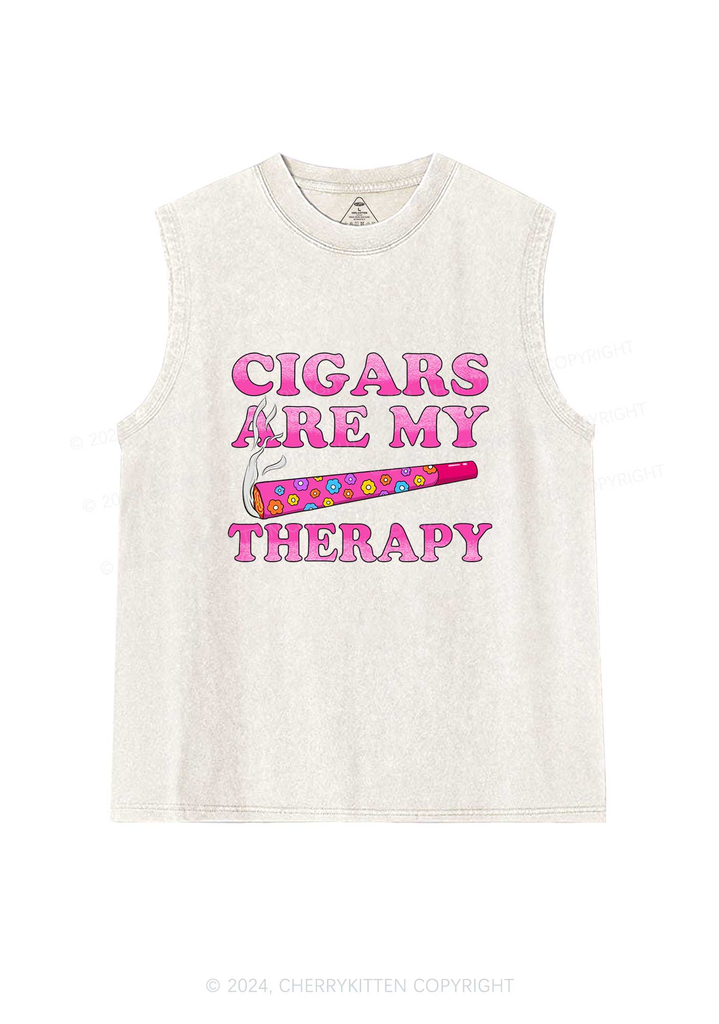 Cigars Are My Therapy Y2K Washed Tank Cherrykitten