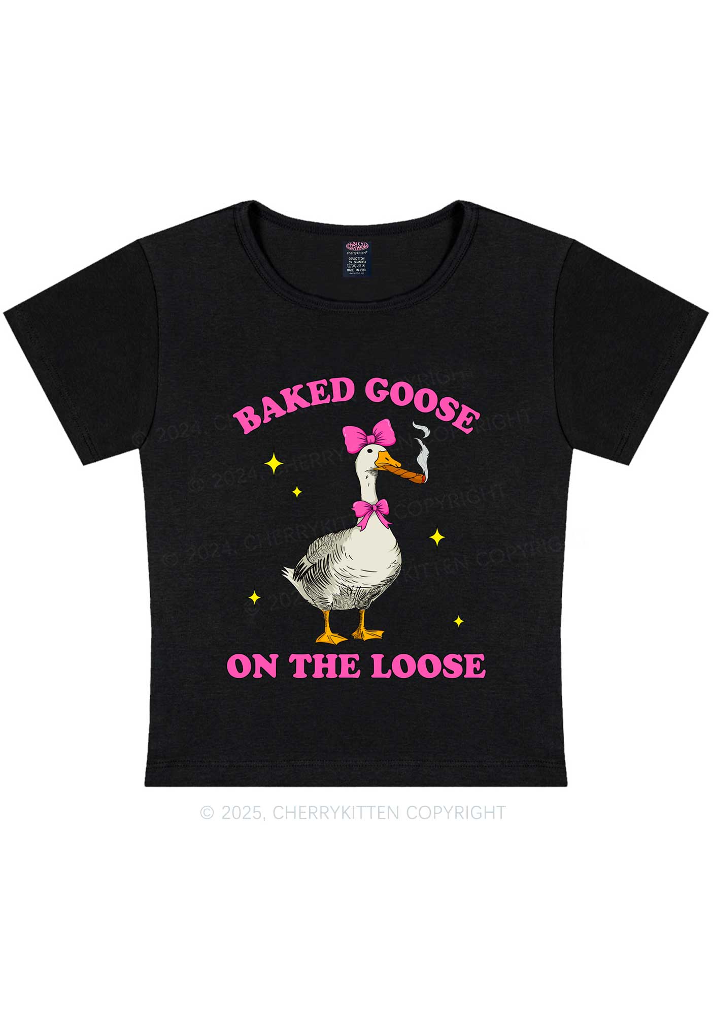 Baked Goose On The Loose Y2K Baby Tee Cherrykitten