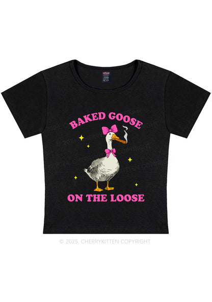 Baked Goose On The Loose Y2K Baby Tee Cherrykitten