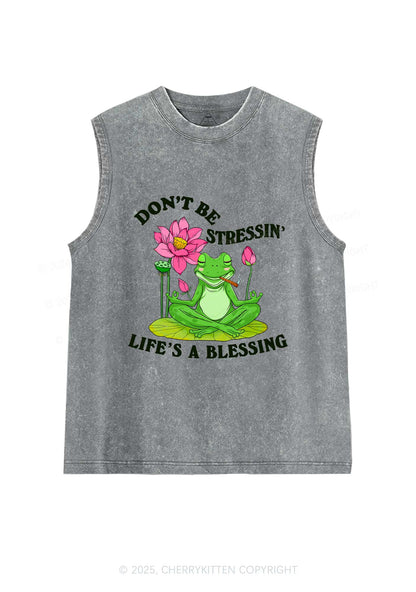 Dont Be Stressin Frog Y2K Washed Tank Cherrykitten