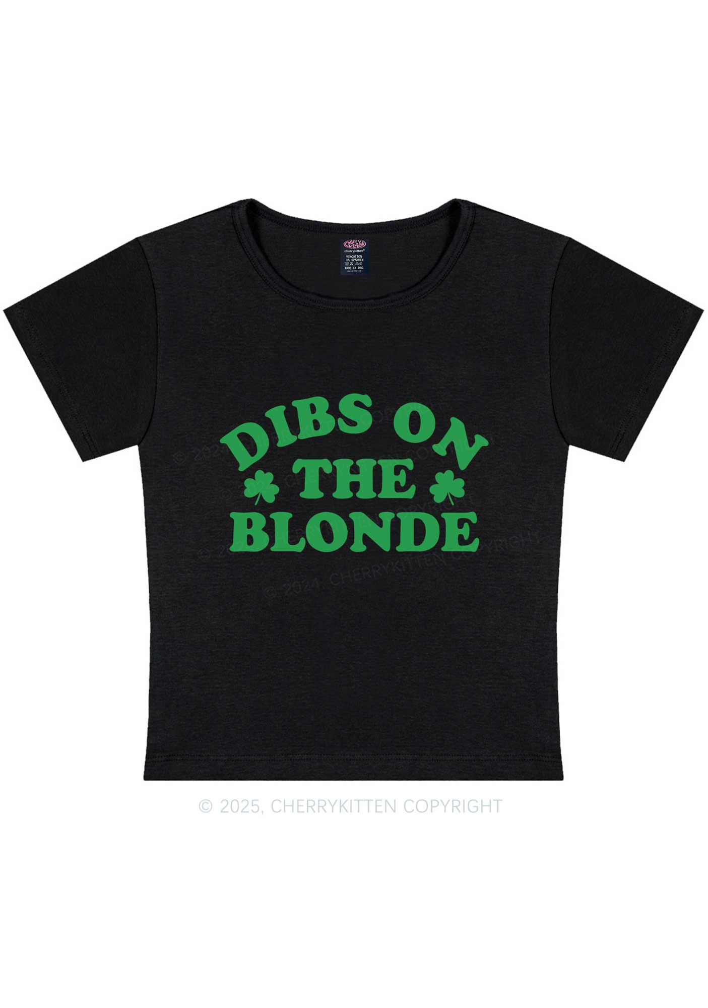 Dibs On The Blonde St Patricks Y2K Baby Tee Cherrykitten