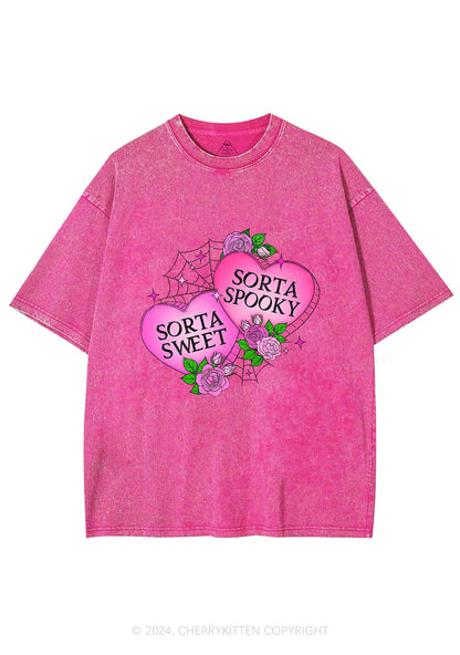 Sorta Spooky Y2K Valentine's Day Washed Tee Cherrykitten