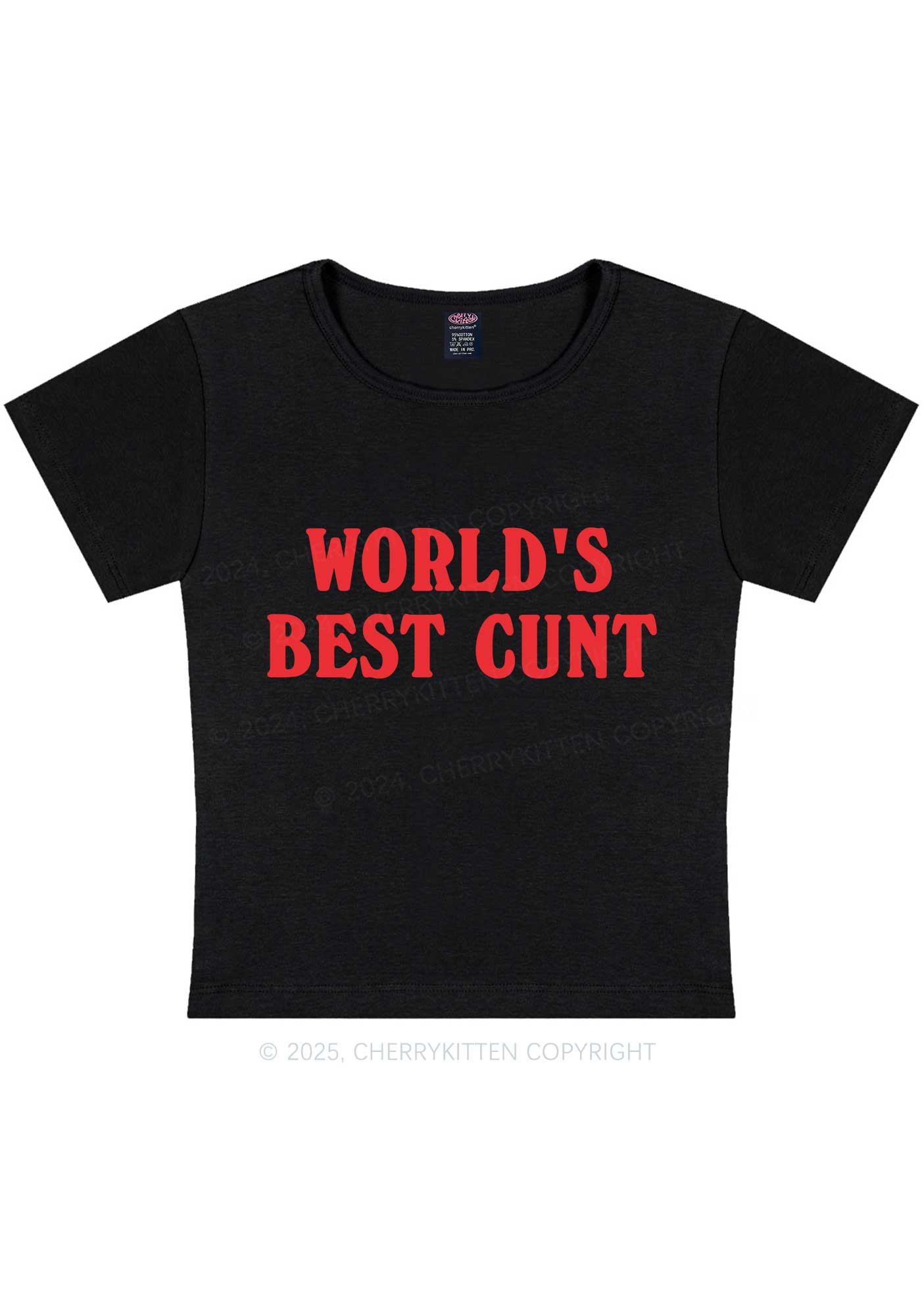 Worlds Best Cxxt Y2K Baby Tee Cherrykitten