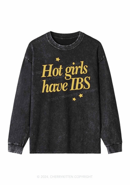 Hot Girls Have IBS Y2K Washed Long Sleeves Cherrykitten