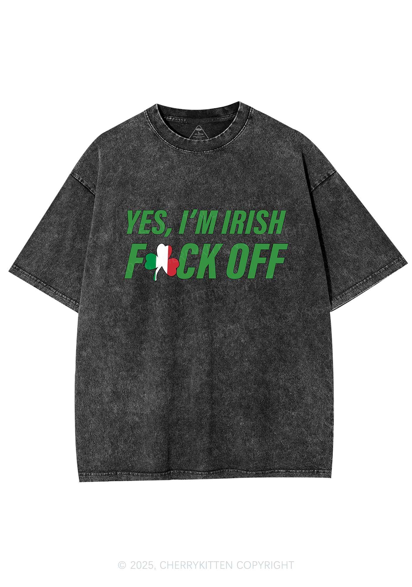 Yes Im Irish St Patricks Y2K Washed Tee Cherrykitten