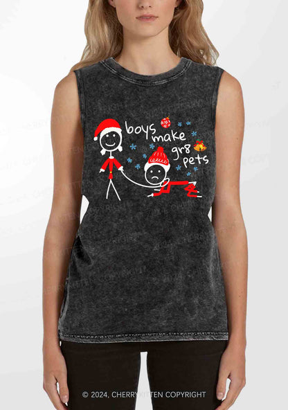 Christmas Boys Make Gr8 Pets Y2K Washed Tank Cherrykitten