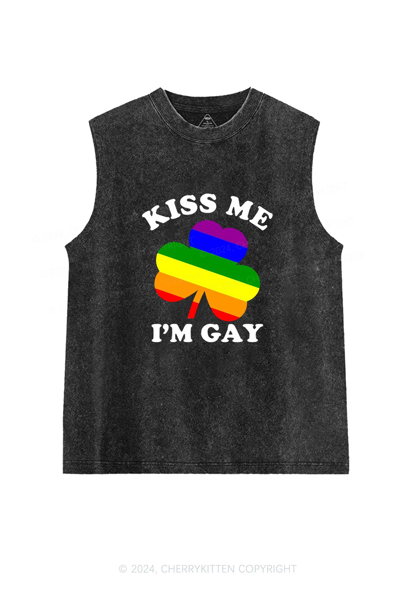 Kiss Me Im Gay St Patricks Y2K Washed Tank Cherrykitten