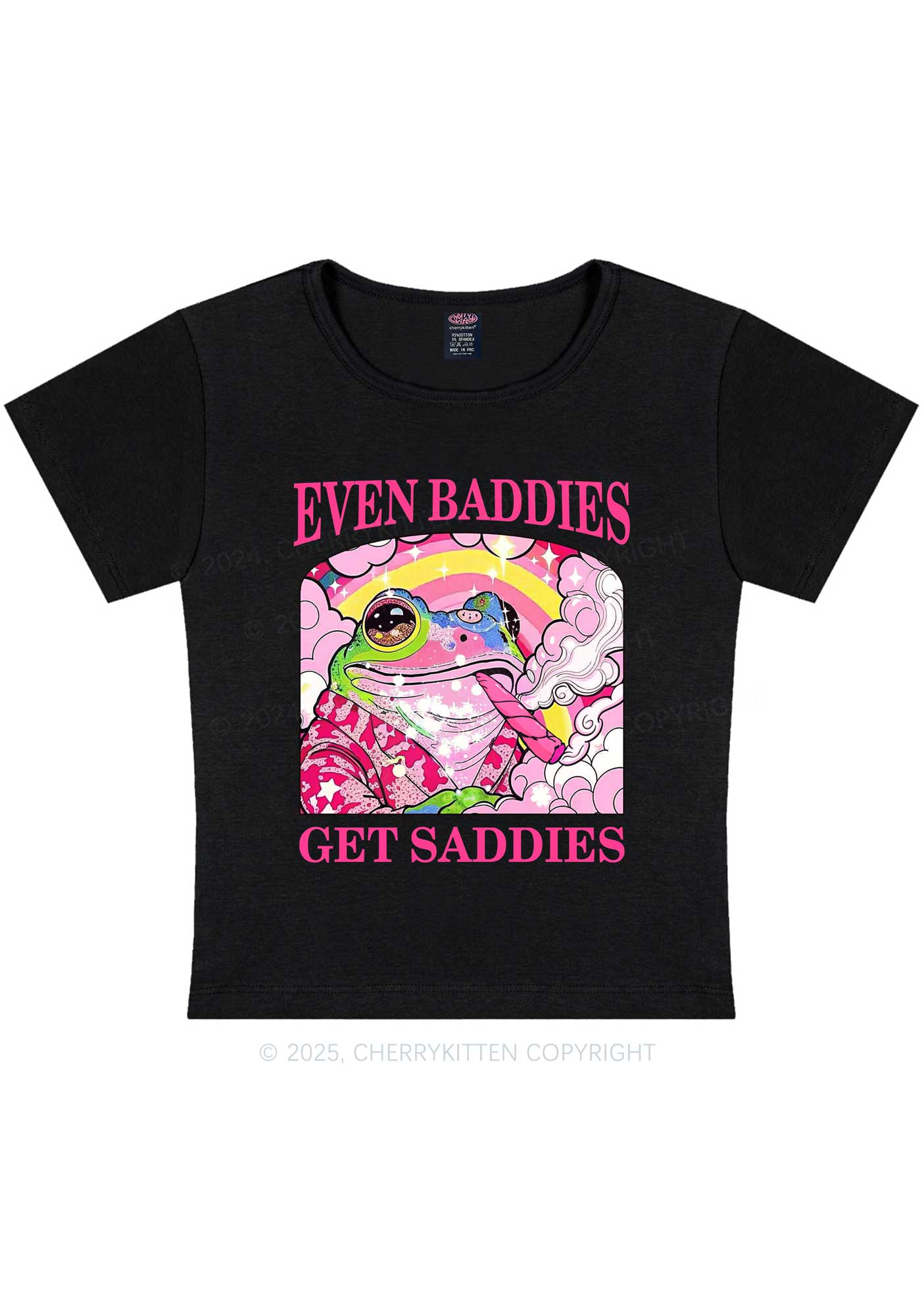 Baddies Smoking Frog Y2K Baby Tee Cherrykitten