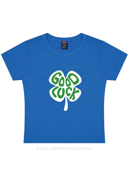 Good Luck St Patricks Y2K Baby Tee Cherrykitten