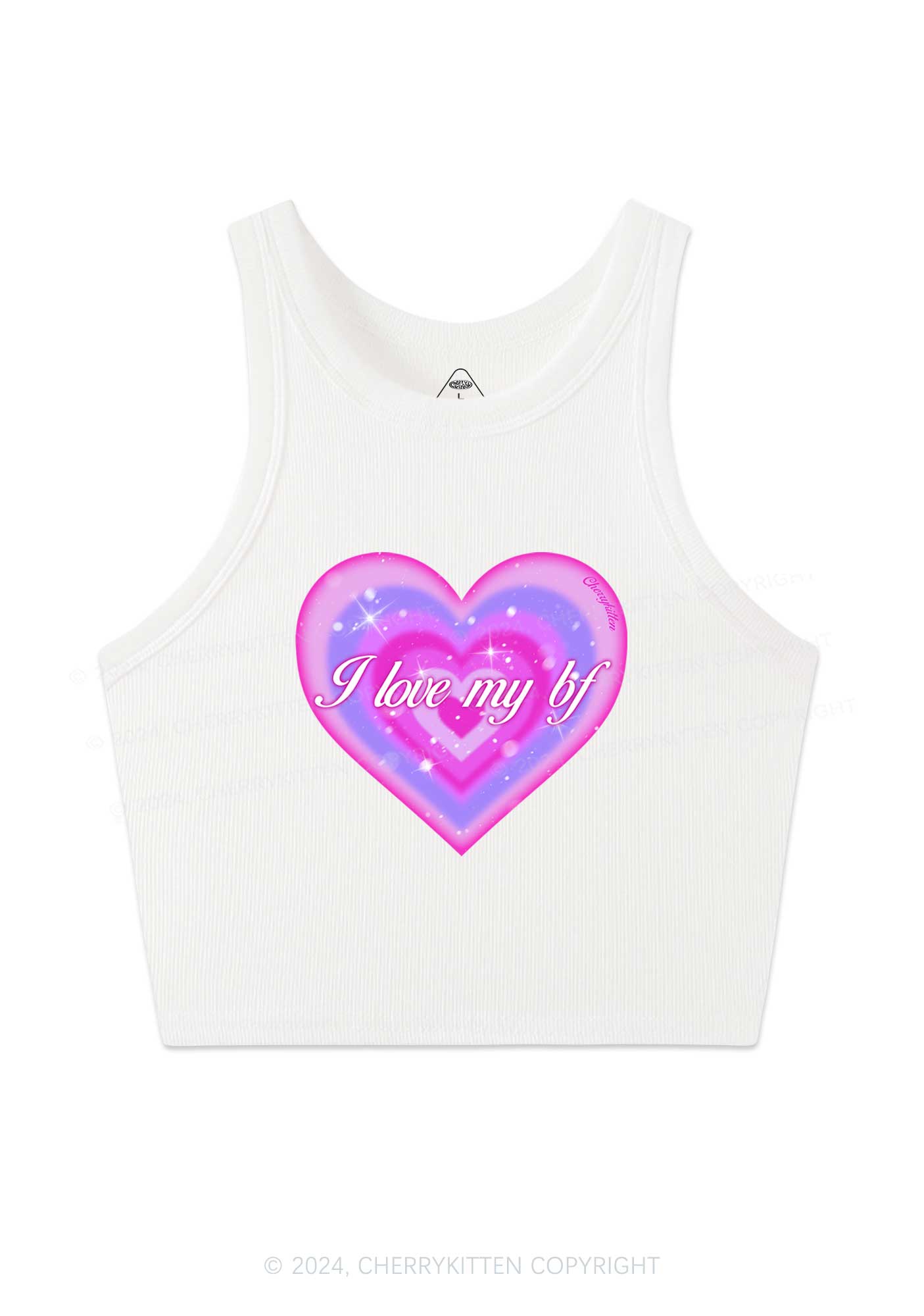 I Love My BF Heart Y2K Valentine's Day Crop Tank Top Cherrykitten