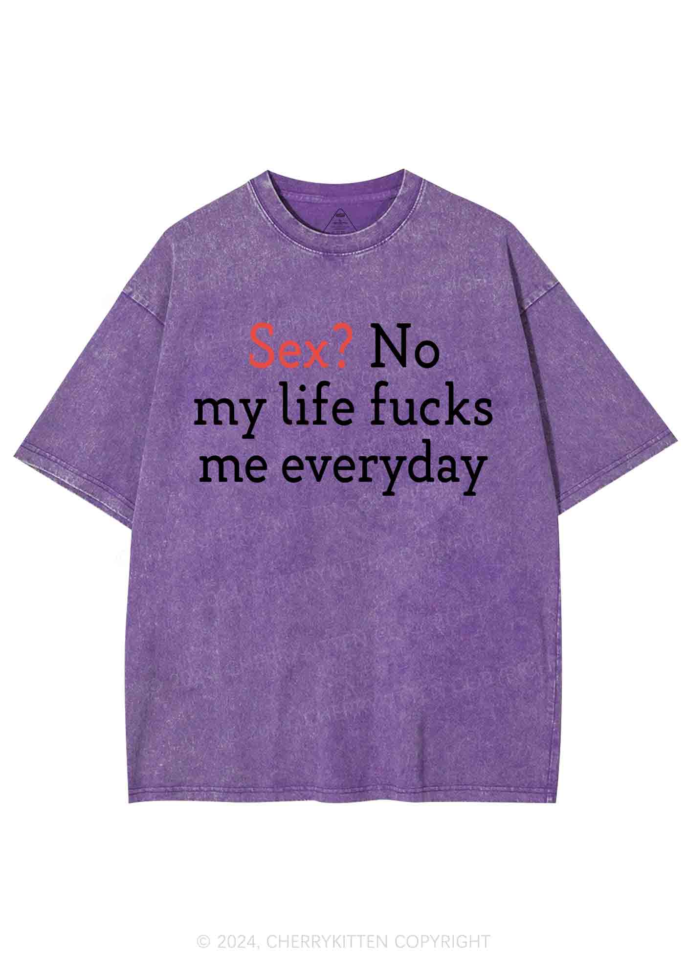 My Life Fxcks Me Everyday Y2K Washed Tee Cherrykitten