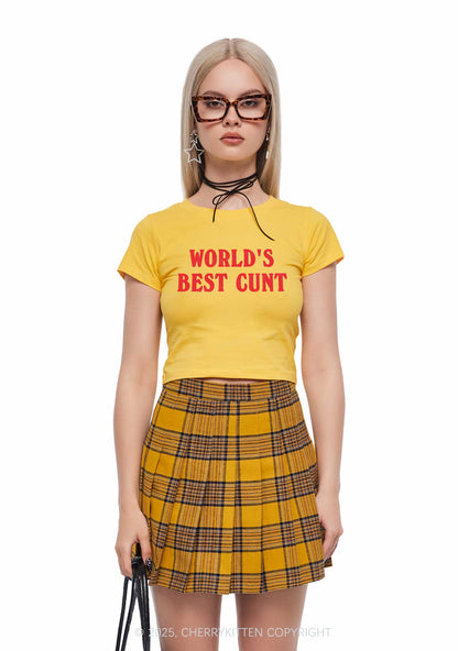 Worlds Best Cxxt Y2K Baby Tee Cherrykitten